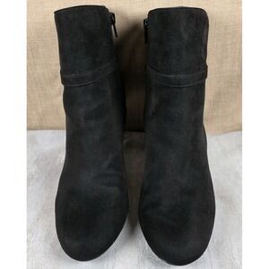 Amelia Grace Black Faux Suede Side Zip Ankle Bootie Boots Women's Size 8.5M Boho